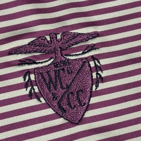 Footjoy West Chester Country Club Polo Golf Shirt Men's Medium Striped Purple - Picture 3 of 9
